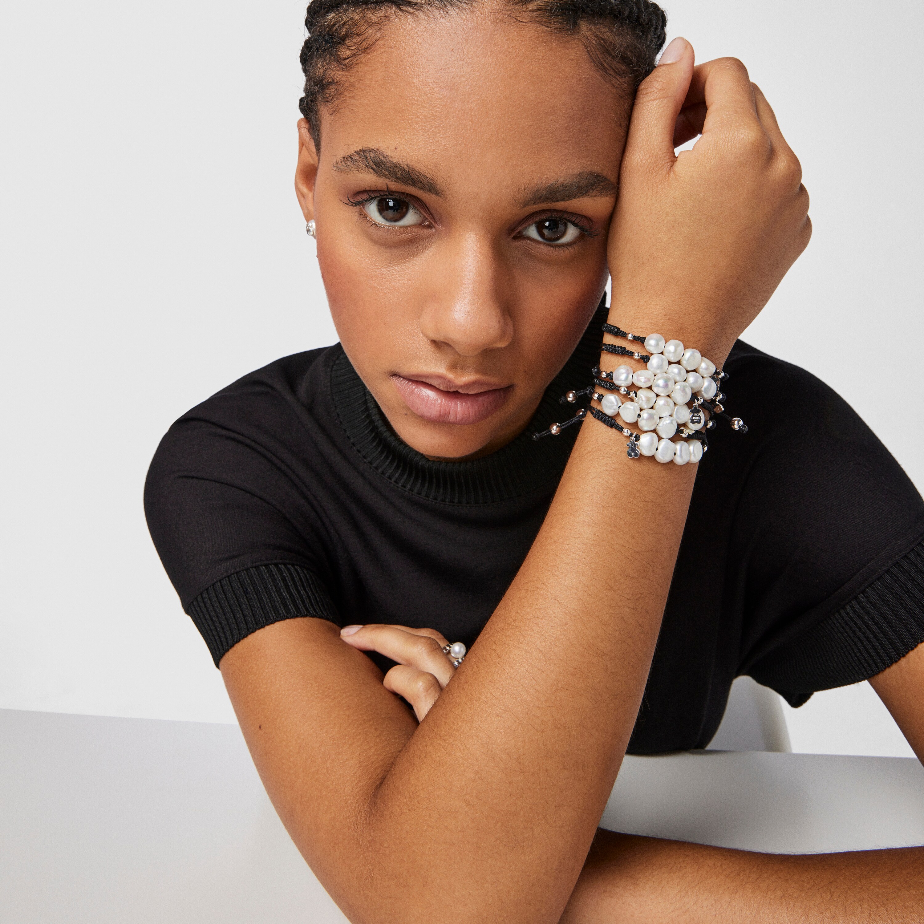 Silver TOUS Pearls Bracelet with Bear motif