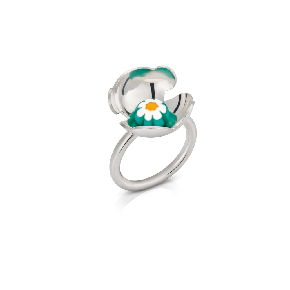 Silver Lumiere Ring with Murano Crystal