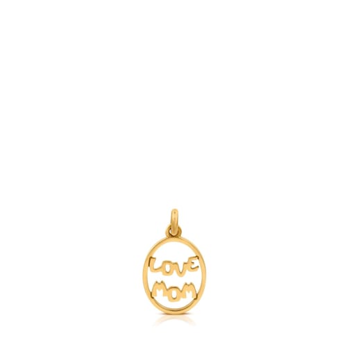 18K Solid Gold Love Mom Pendant