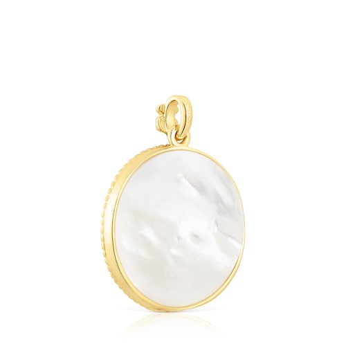 Medalla con ba&ntilde;o de oro 18 kt sobre plata y n&aacute;car Virgen de Guadalupe Devoci&oacute;n