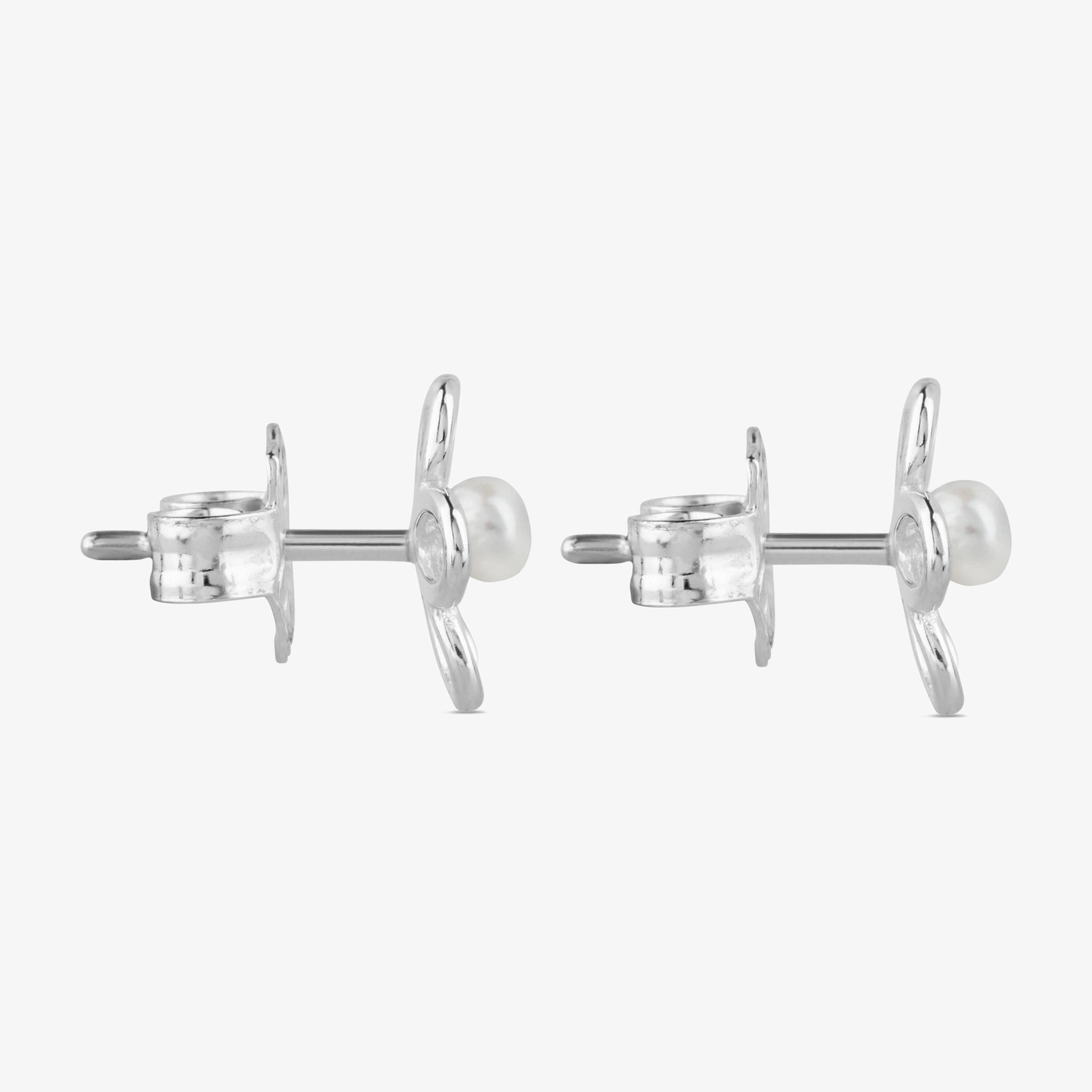 Silver and 0,35cm. pearls TOUS Maggie Earrings with Flower motif