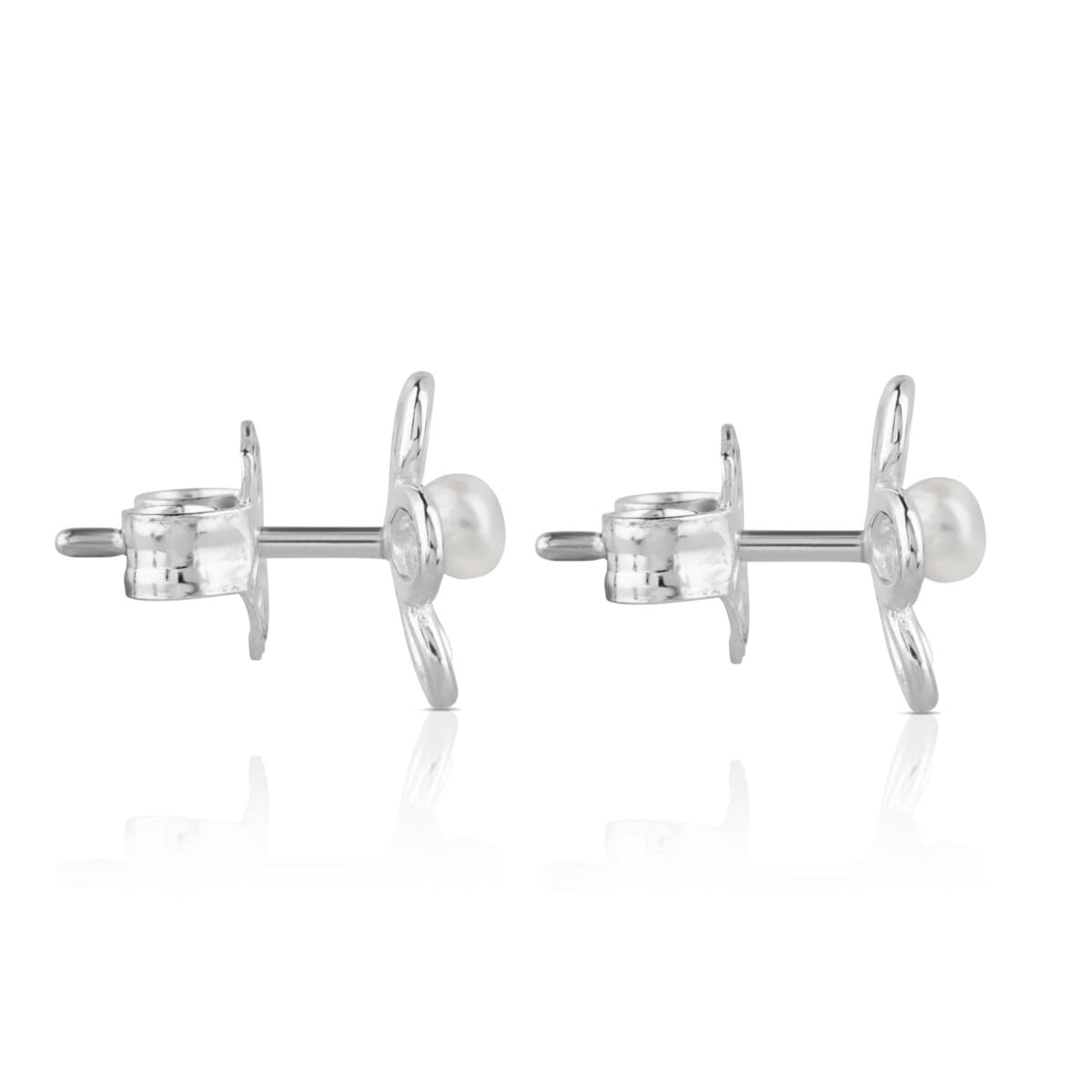 Silver and 0,35cm pearls TOUS Maggie Earrings with Flower motif