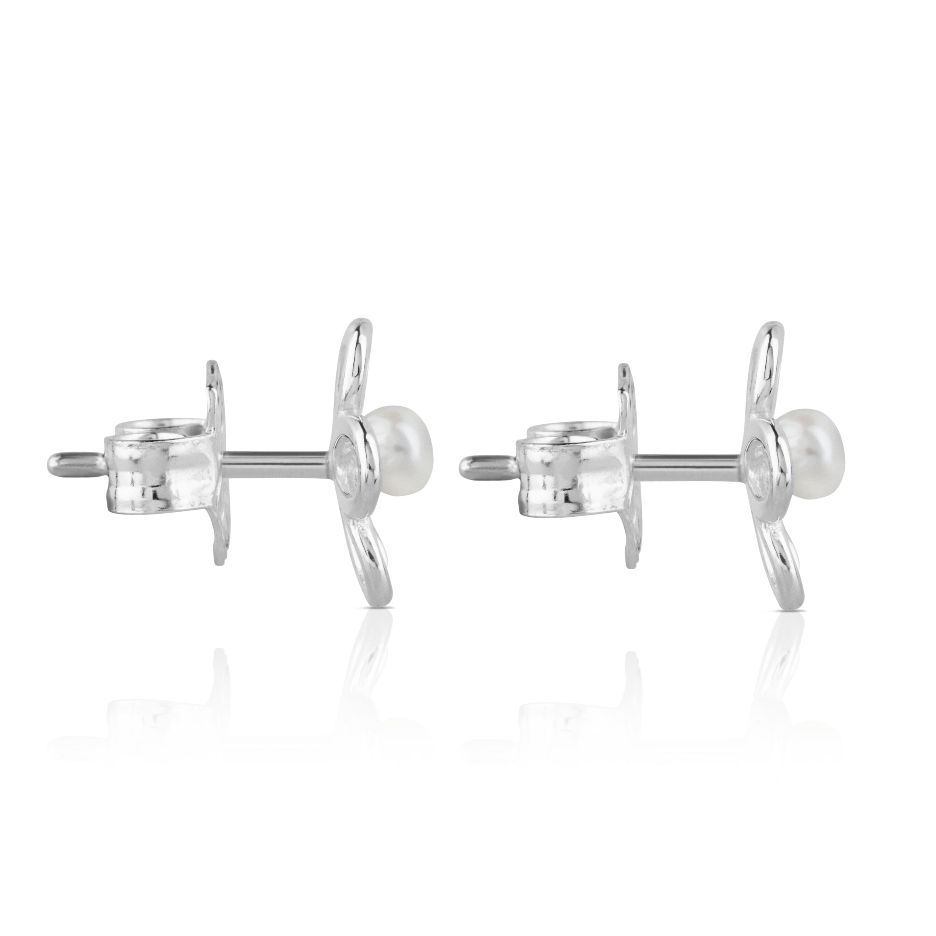 Silver and 0,35cm pearls TOUS Maggie Earrings with Flower