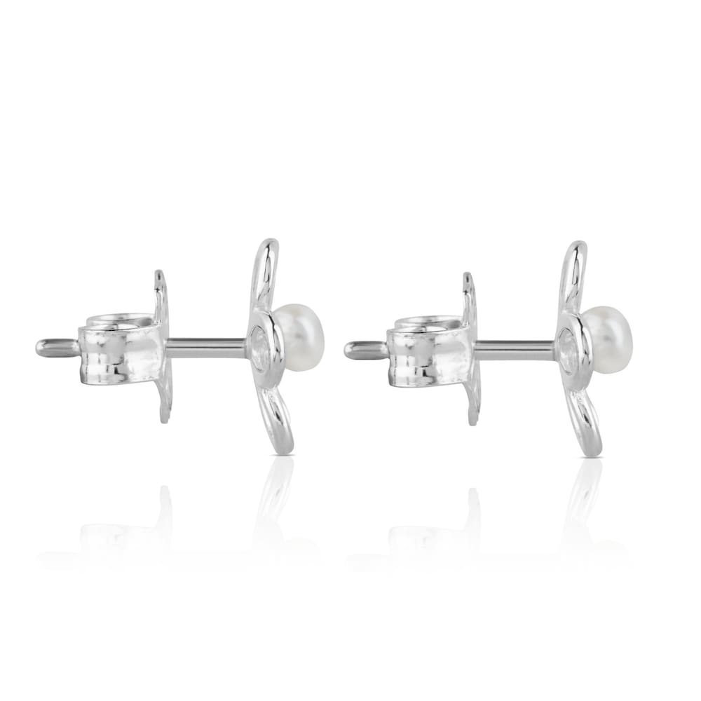 Silver and 0,35cm pearls TOUS Maggie Earrings with Flower motif image number 1