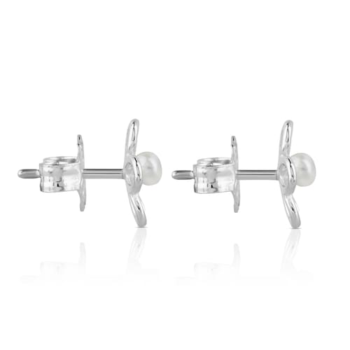 Silver and 0,35cm pearls TOUS Maggie Earrings with Flower motif