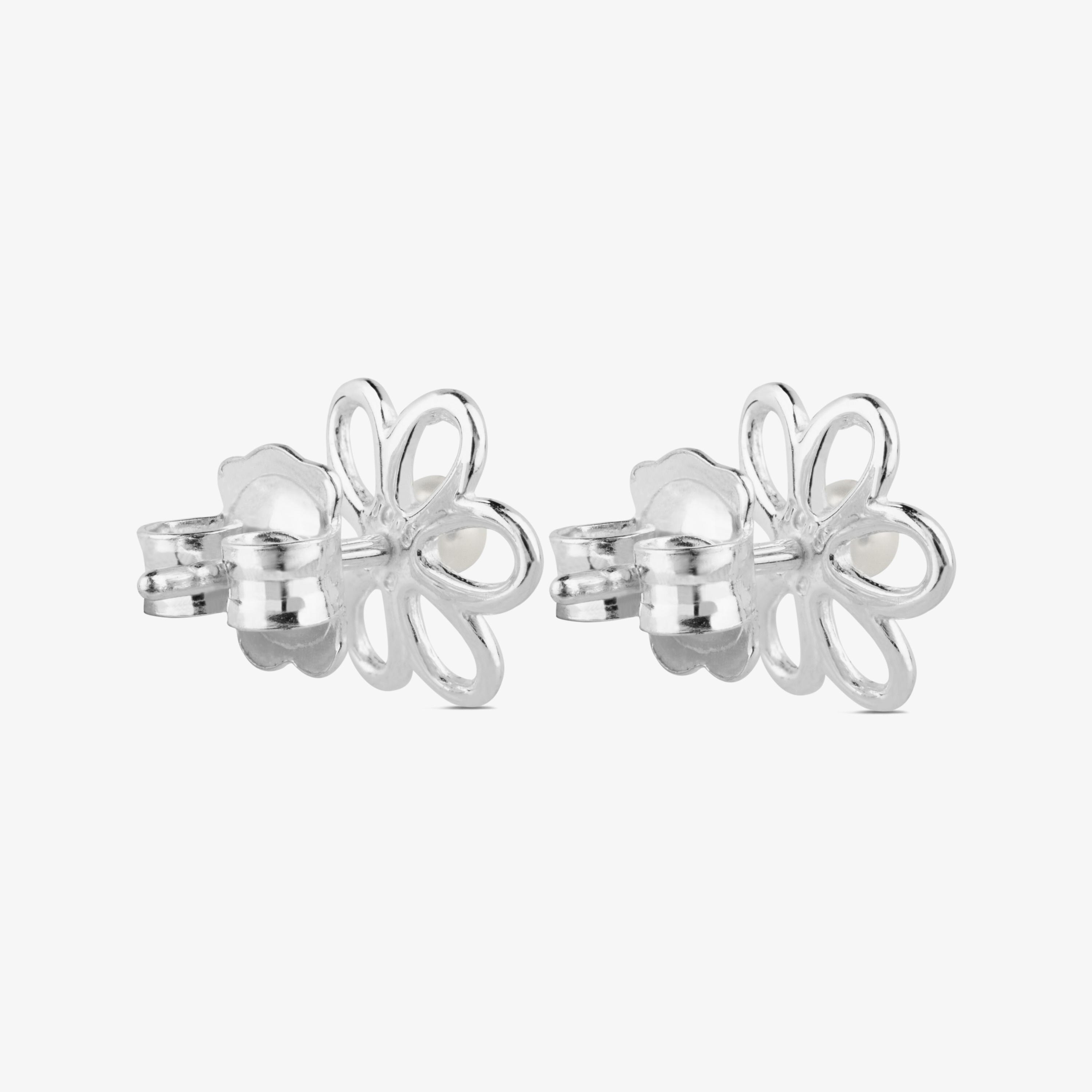 Silver and 0,35cm. pearls TOUS Maggie Earrings with Flower motif