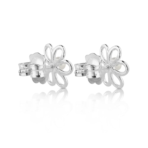 Silver and 0,35cm pearls TOUS Maggie Earrings with Flower motif