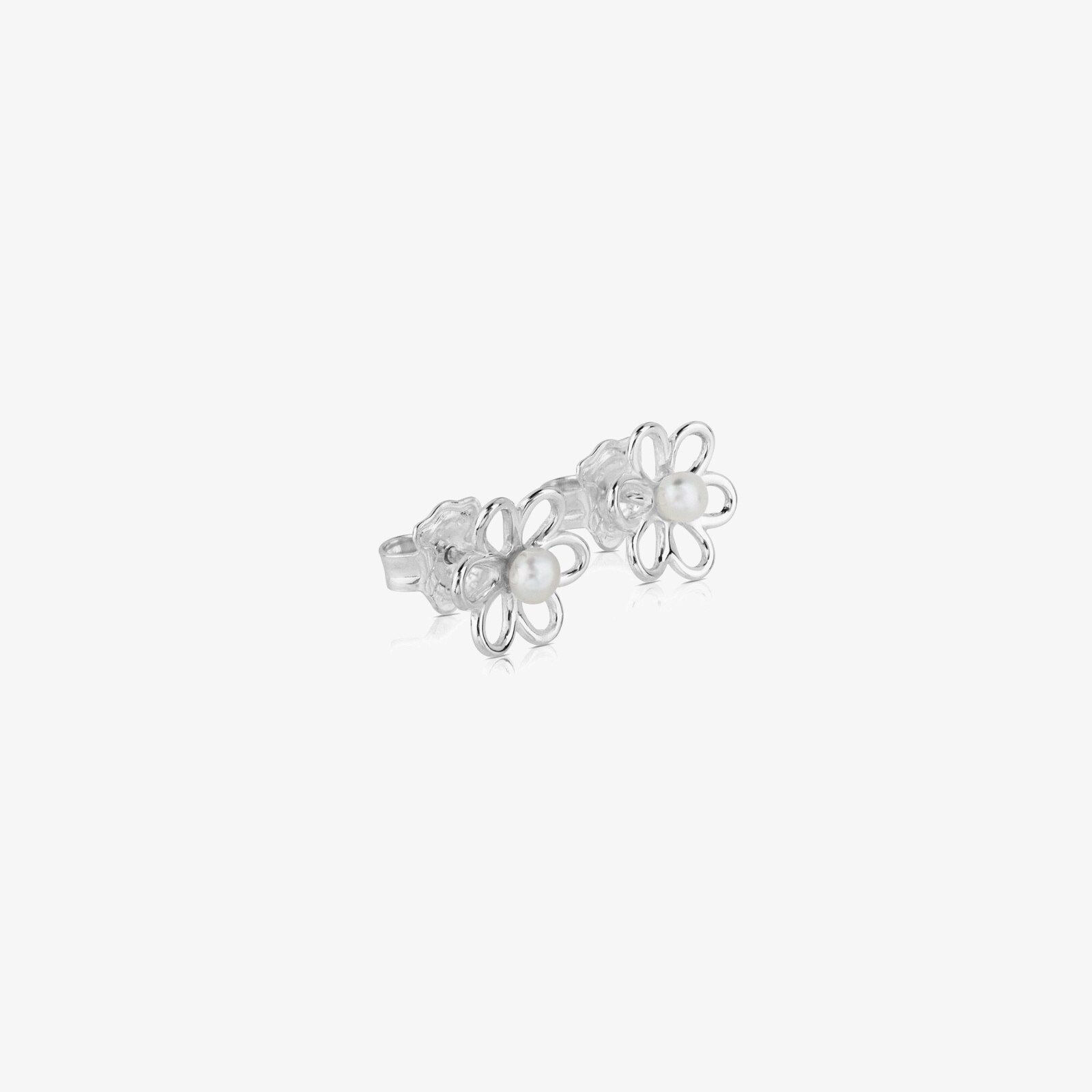 Silver and 0,35cm. pearls TOUS Maggie Earrings with Flower motif