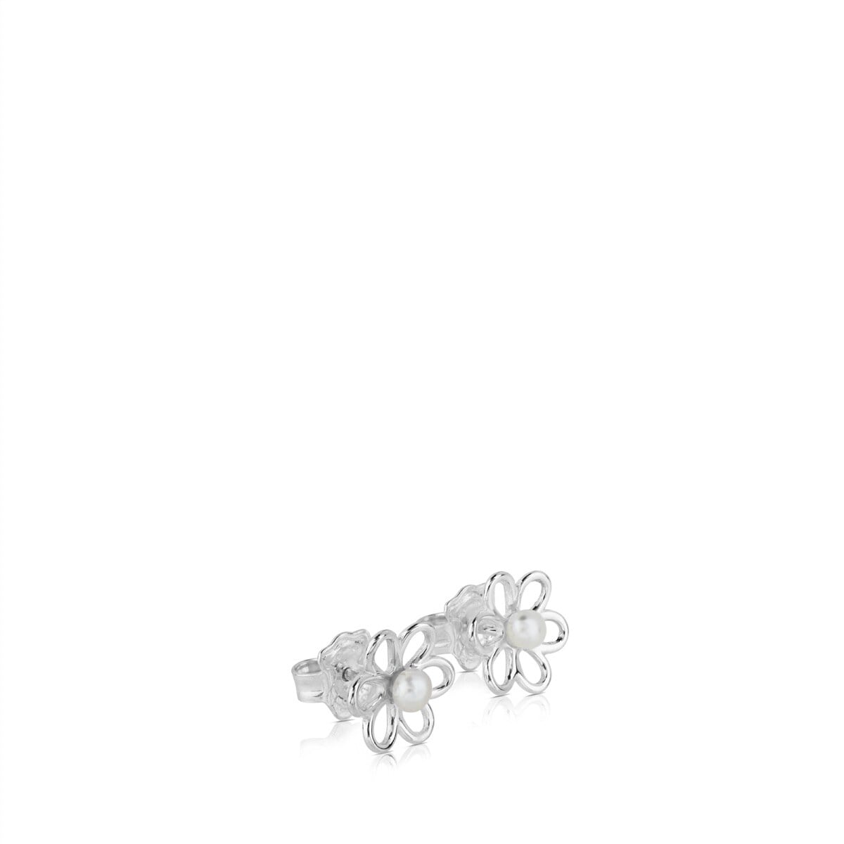 Silver and 0,35cm pearls TOUS Maggie Earrings with Flower motif