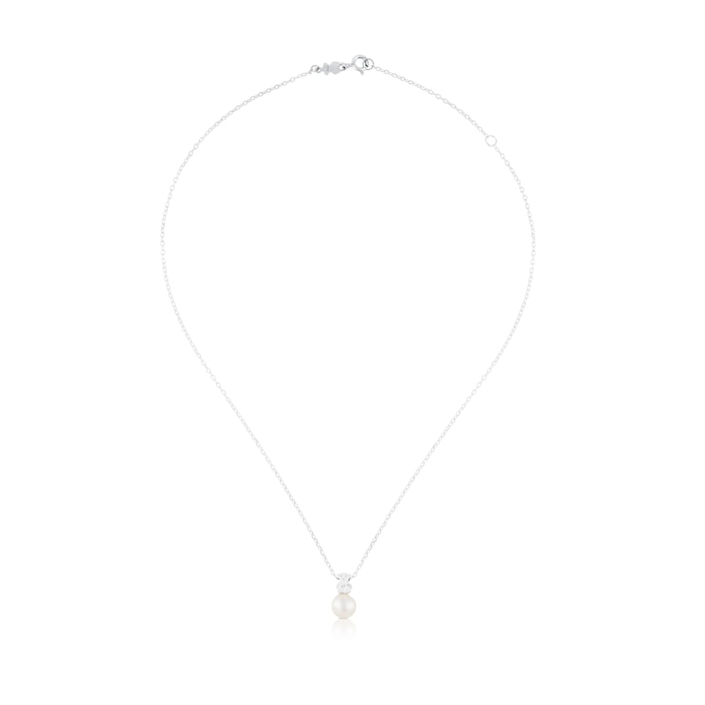 Silver TOUS Sweet Dolls Necklace with Pearls and Bear motif image number 2