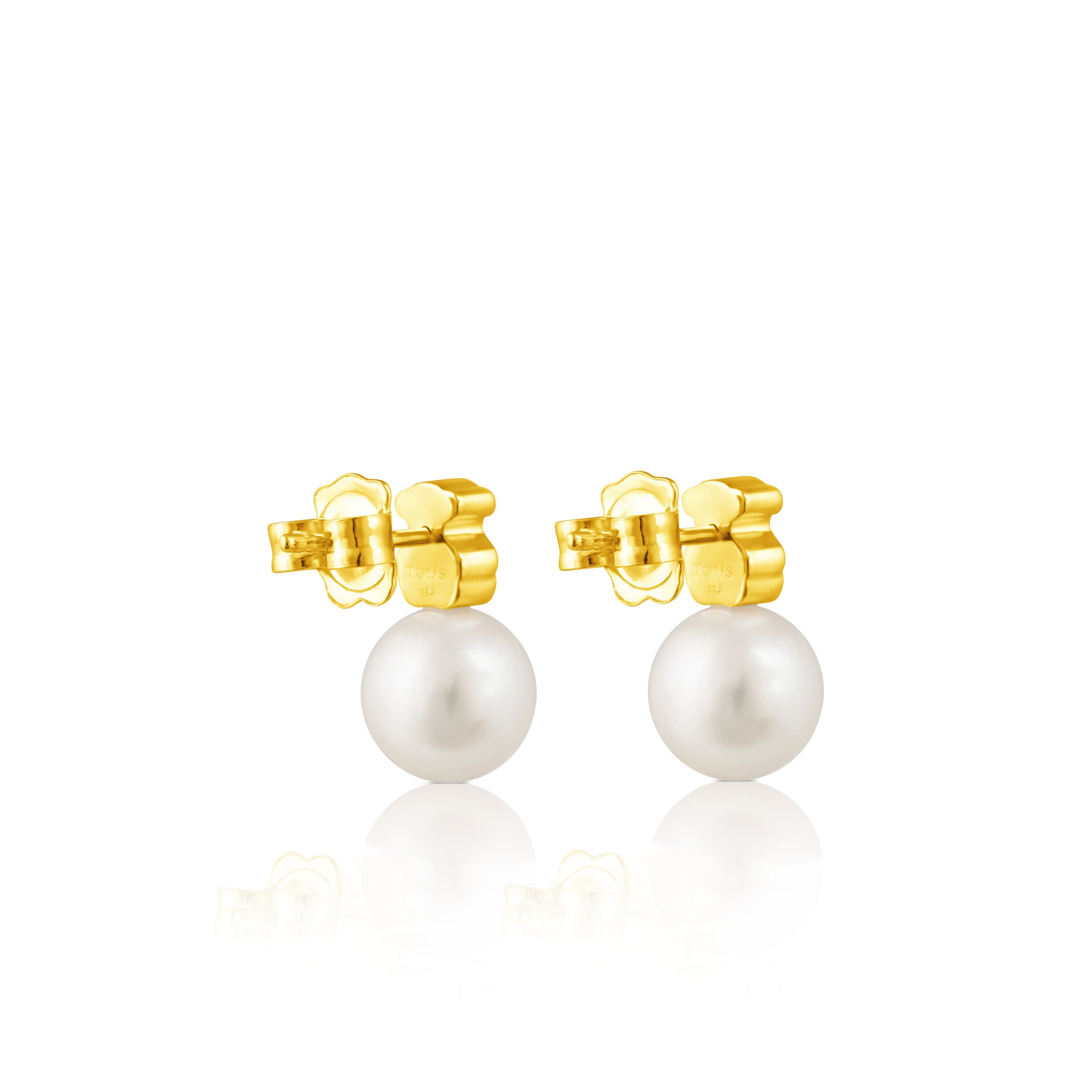 Gold Sweet Dolls Earrings with pearls Bear motif
