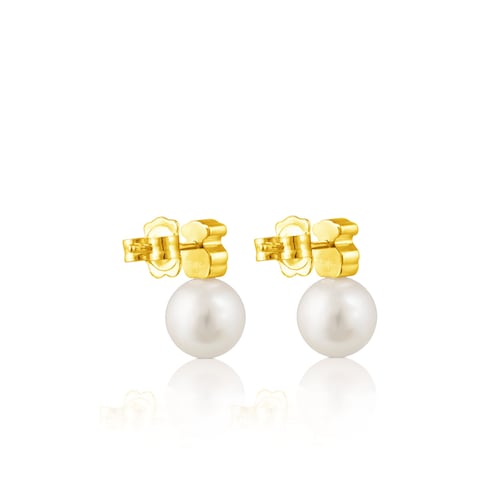 Gold Sweet Dolls Earrings with pearls Bear motif