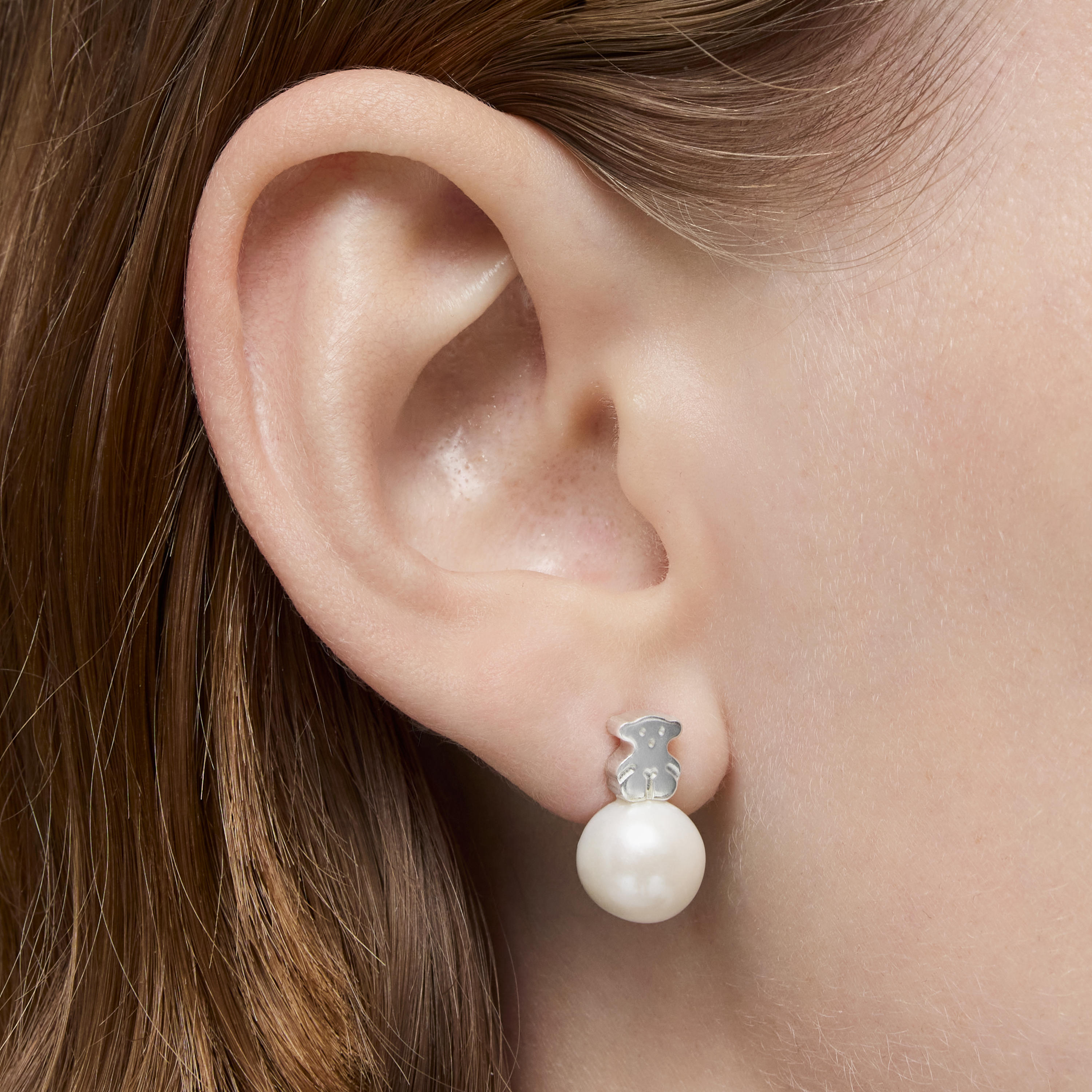 Silver and Pearls TOUS Sweet Dolls Earrings Bear motif
