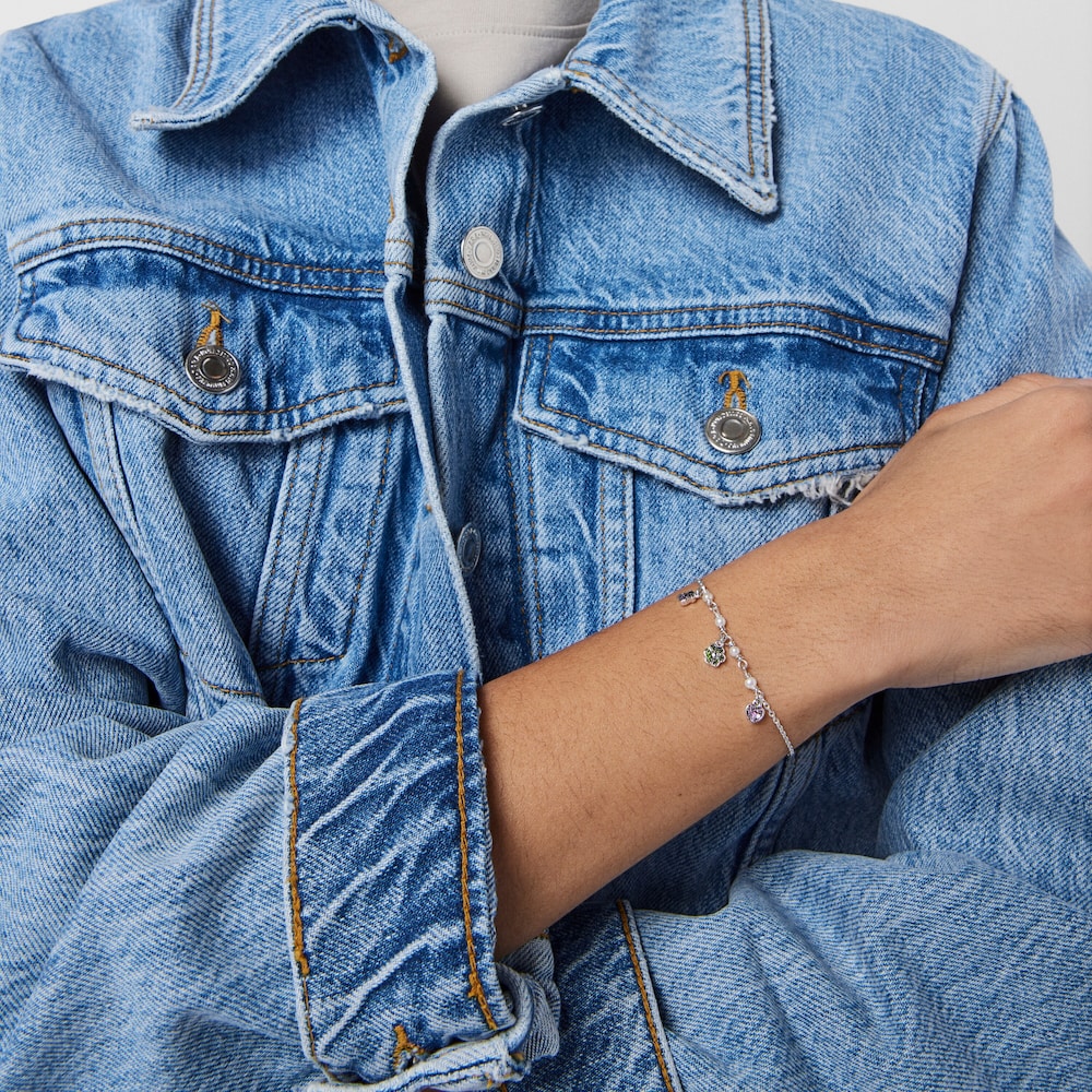 Pulsera de plata con perlas y motivos de gemas TOUS New Motif