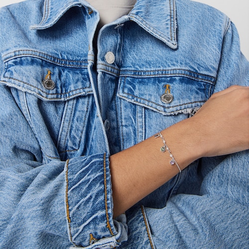 Silver TOUS New Motif Bracelet with pearls and gemstone motifs