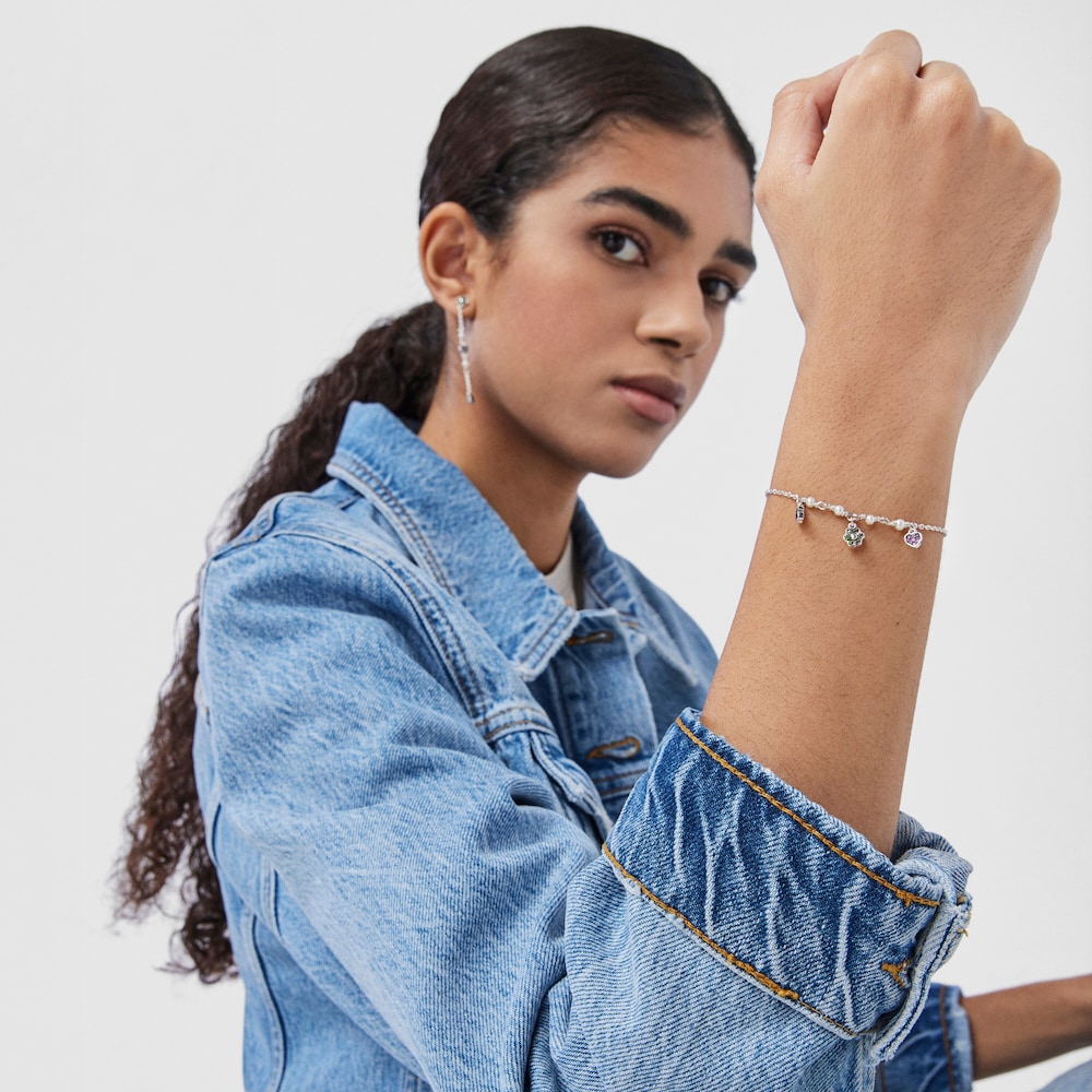 Pulsera de plata con perlas y motivos de gemas TOUS New Motif