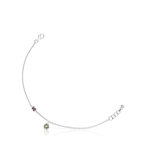 Silver TOUS New Motif Bracelet with chrome diopside and amethyst image number 0