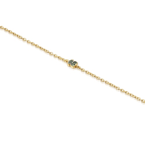 Silver vermeil TOUS New Motif Bracelet with chrome diopside bear