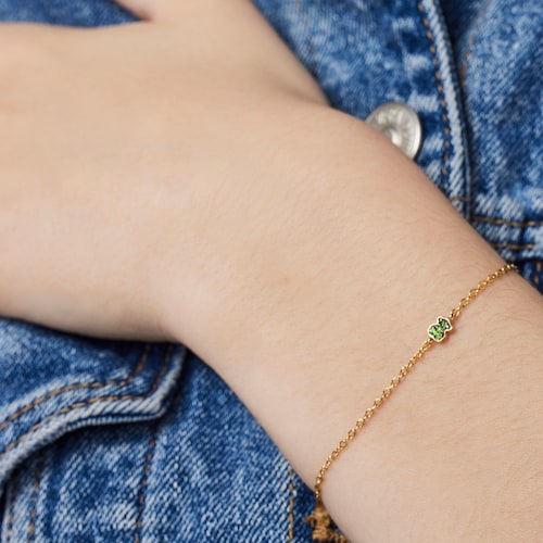 Silver vermeil TOUS New Motif Bracelet with chrome diopside bear