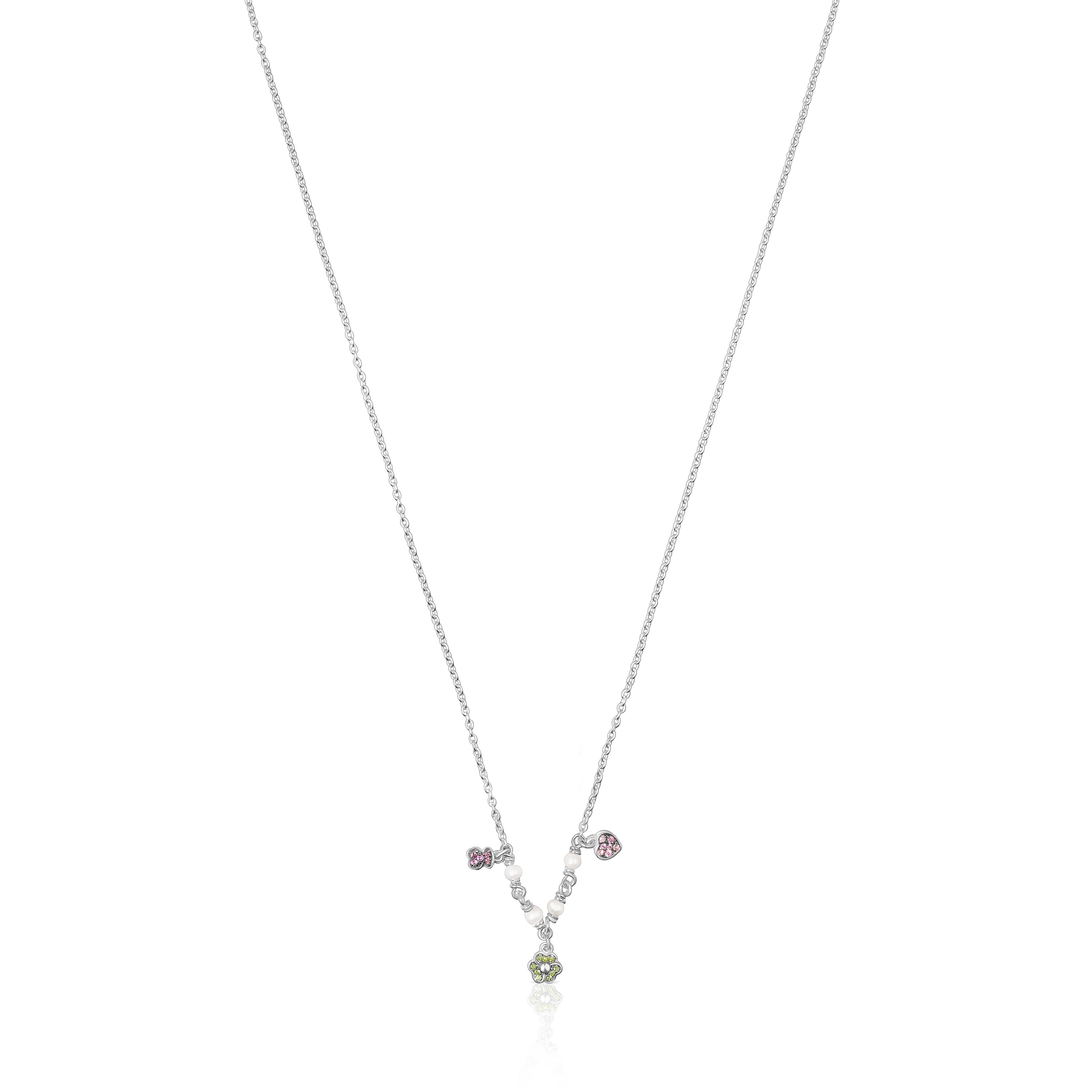 Silver TOUS New Motif Necklace with gemstones and pearls