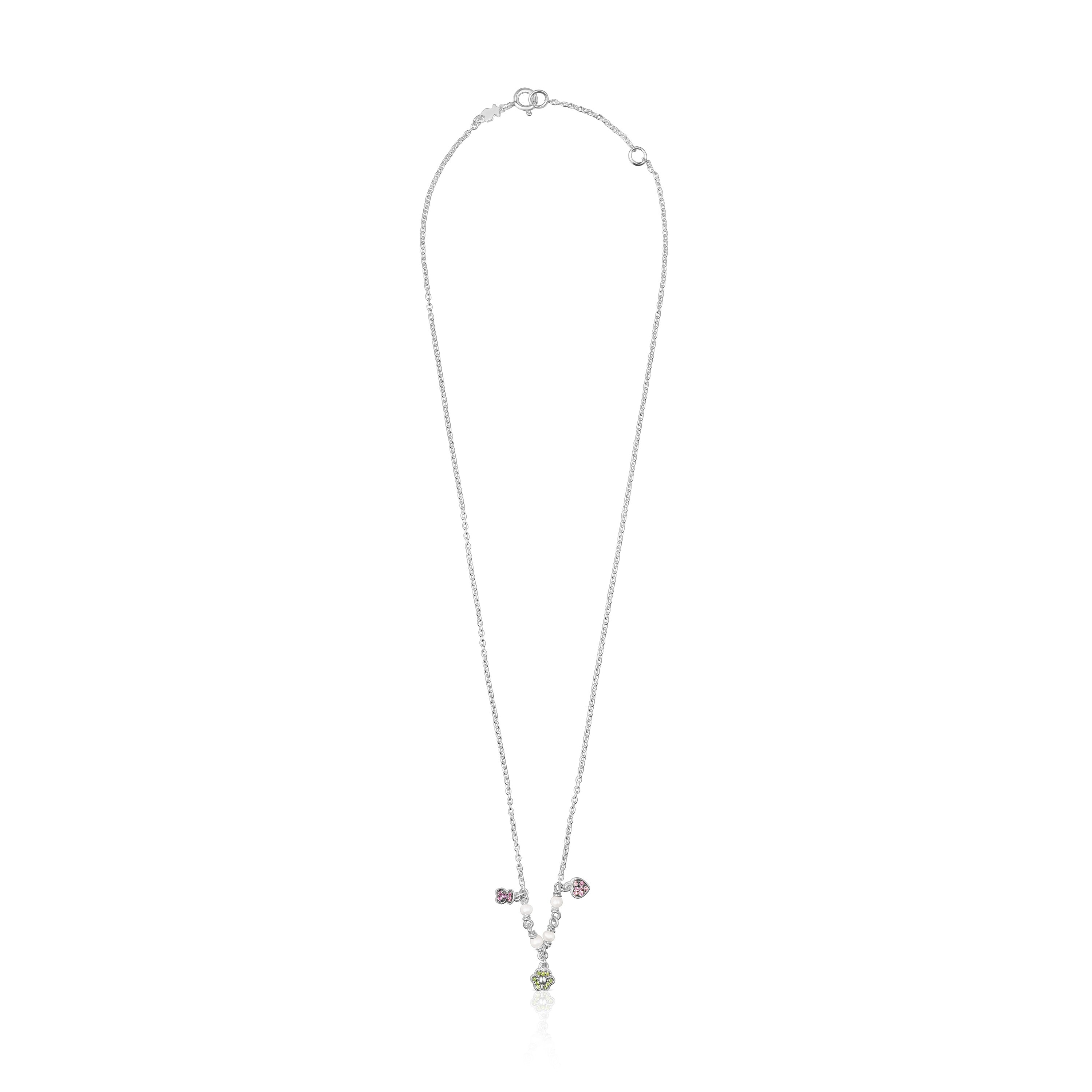 Silver TOUS New Motif Necklace with gemstones and pearls