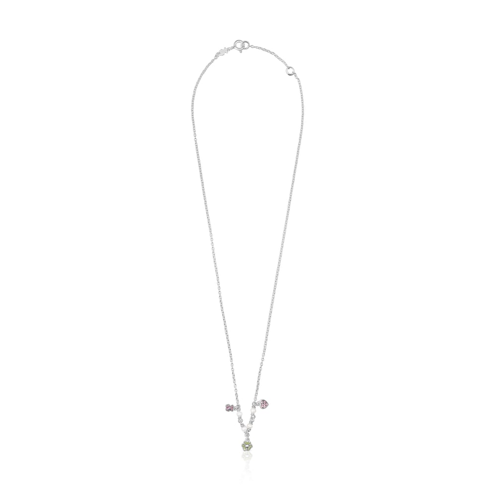 Silver TOUS New Motif Necklace with gemstones and pearls