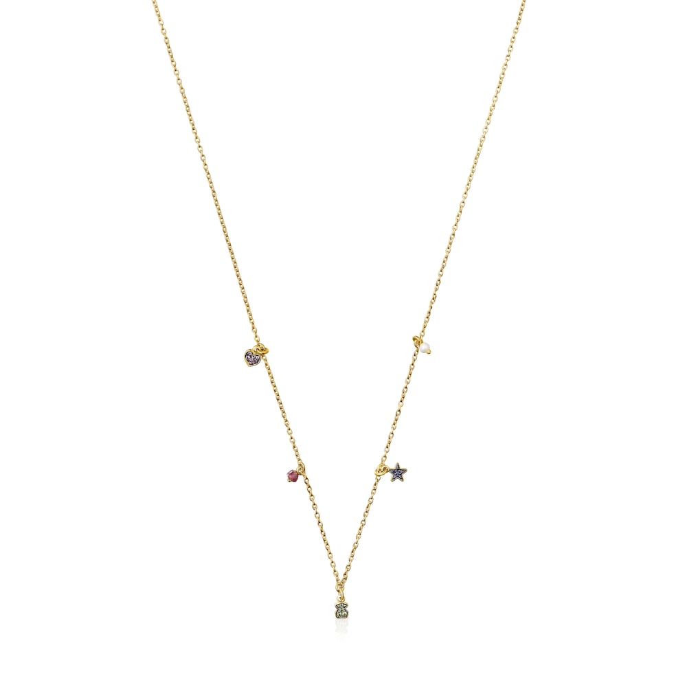 Collar con baño de oro 18 kt sobre plata, gemas y perla TOUS New Motif image number 0