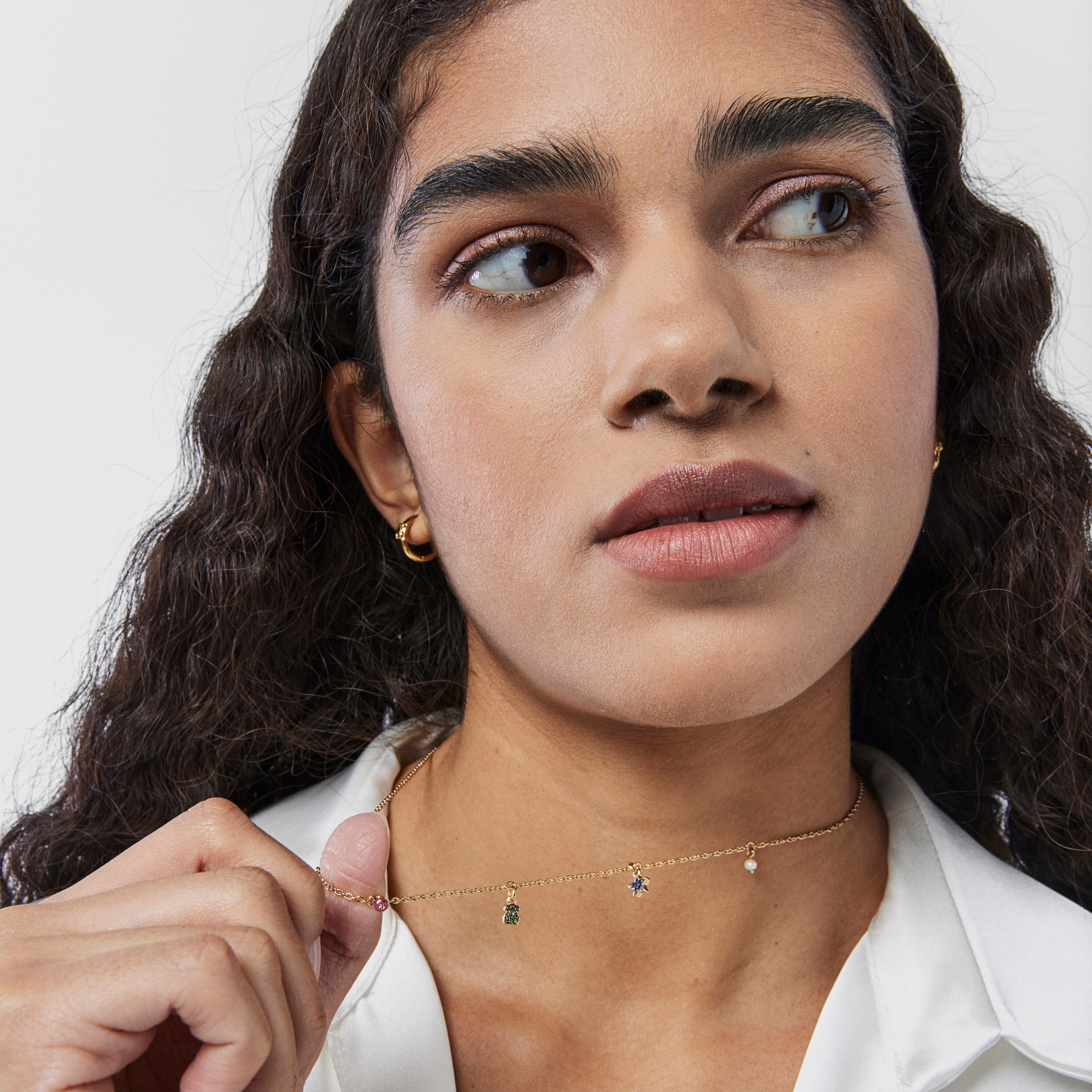 Silver vermeil TOUS New Motif Necklace with gemstones and pearl