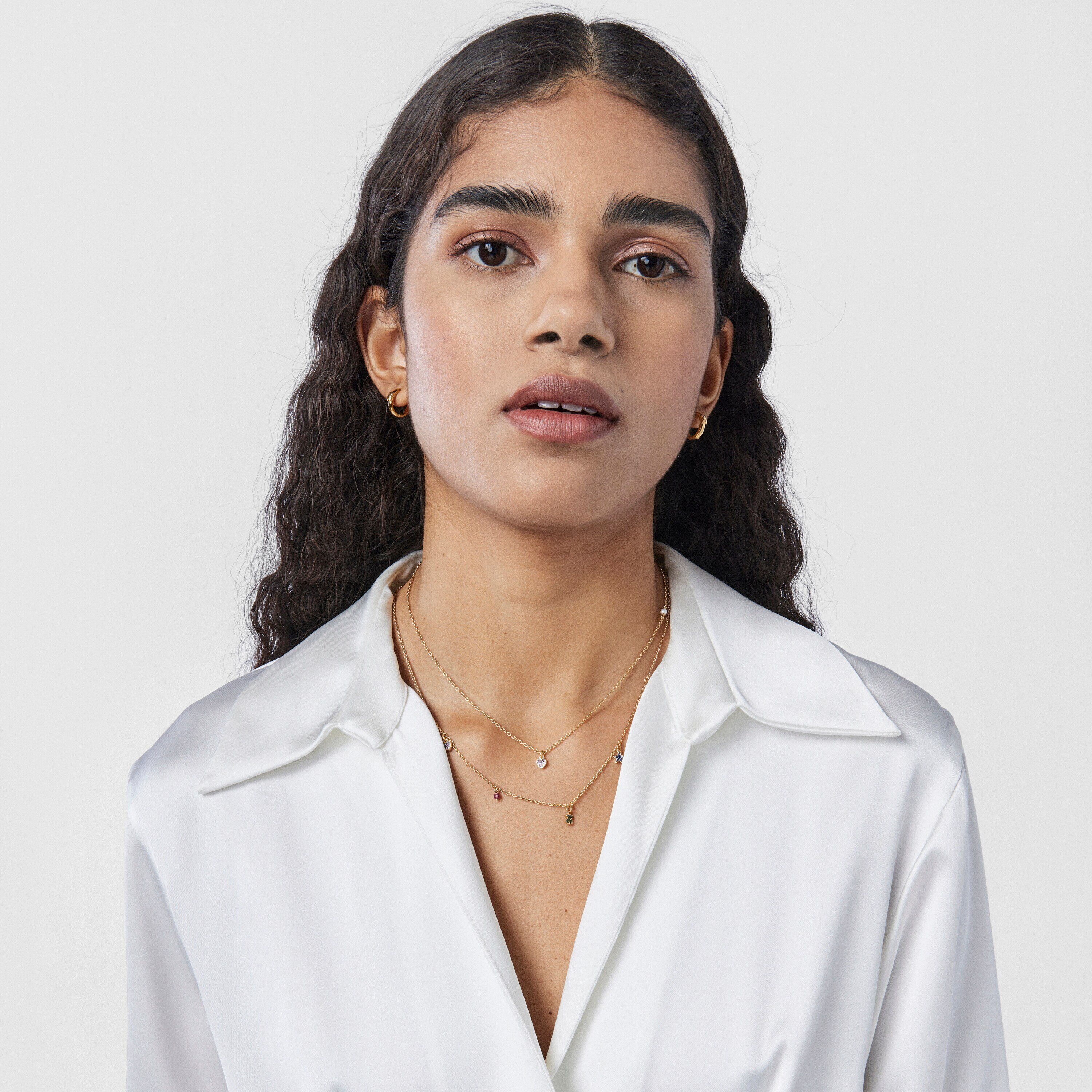 Silver vermeil TOUS New Motif Necklace with gemstones and pearl