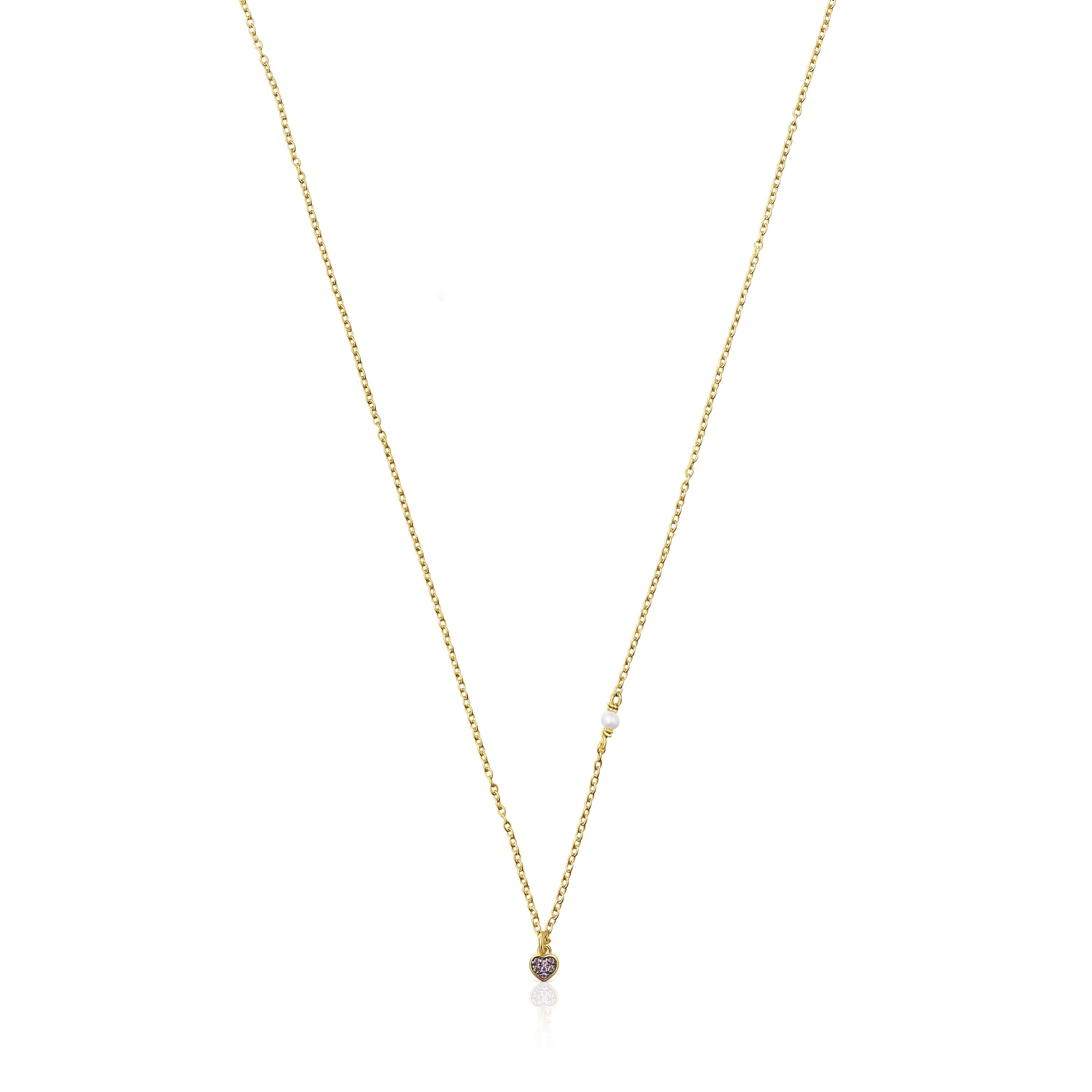 Silver vermeil TOUS New Motif Necklace with amethyst heart