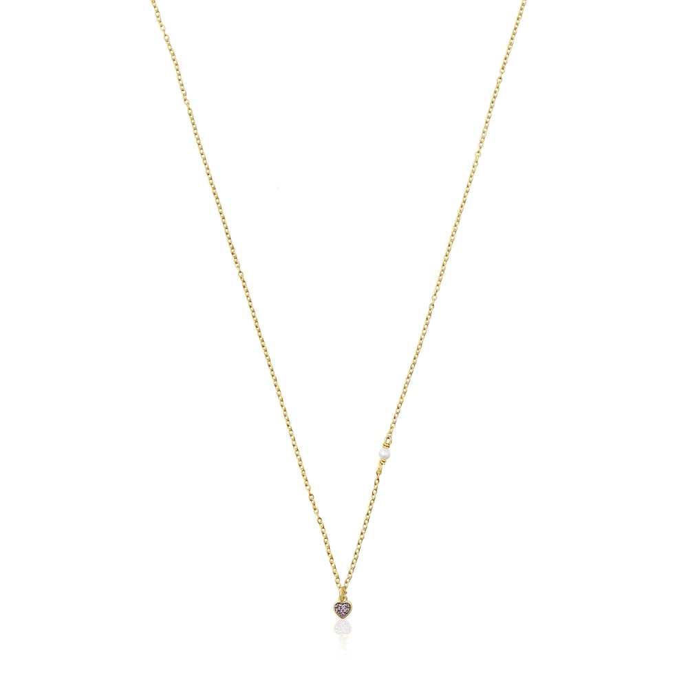Silver vermeil TOUS New Motif Necklace with amethyst heart