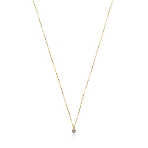 Silver vermeil TOUS New Motif Necklace with amethyst heart image number 0
