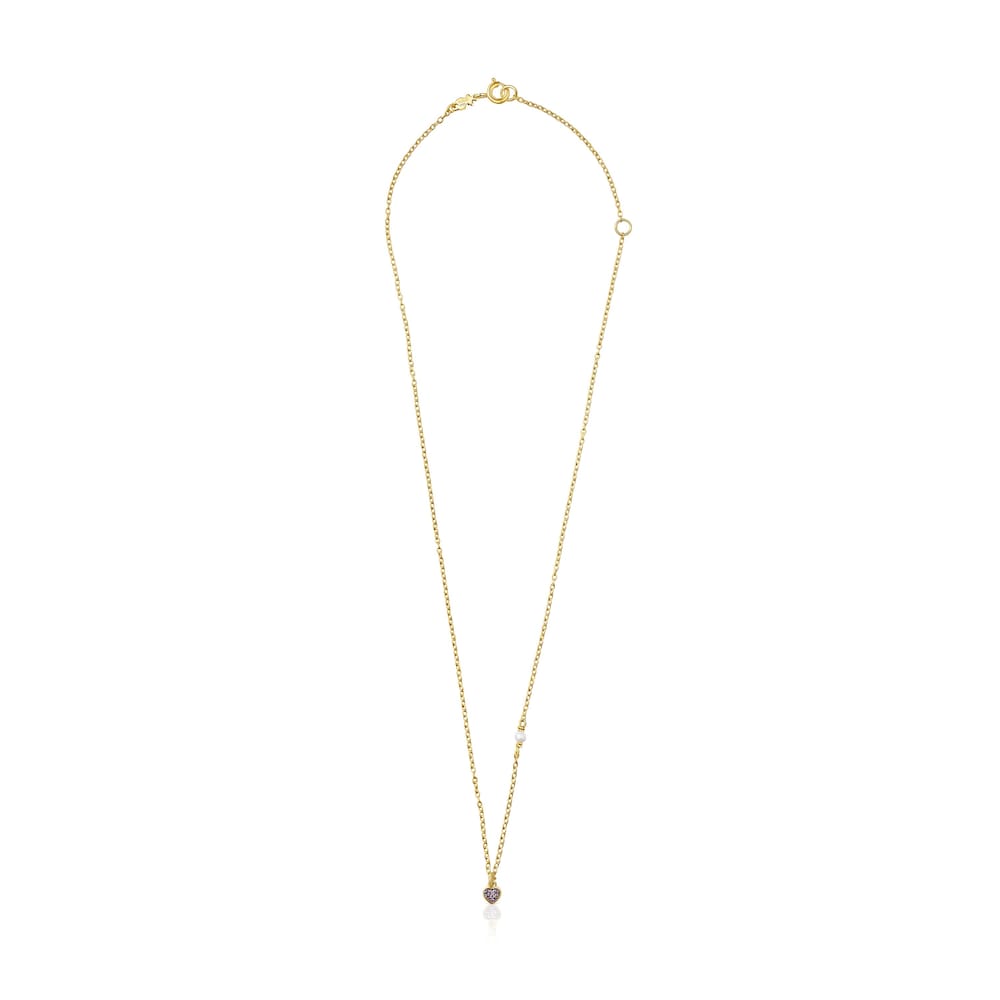 Silver vermeil TOUS New Motif Necklace with amethyst heart