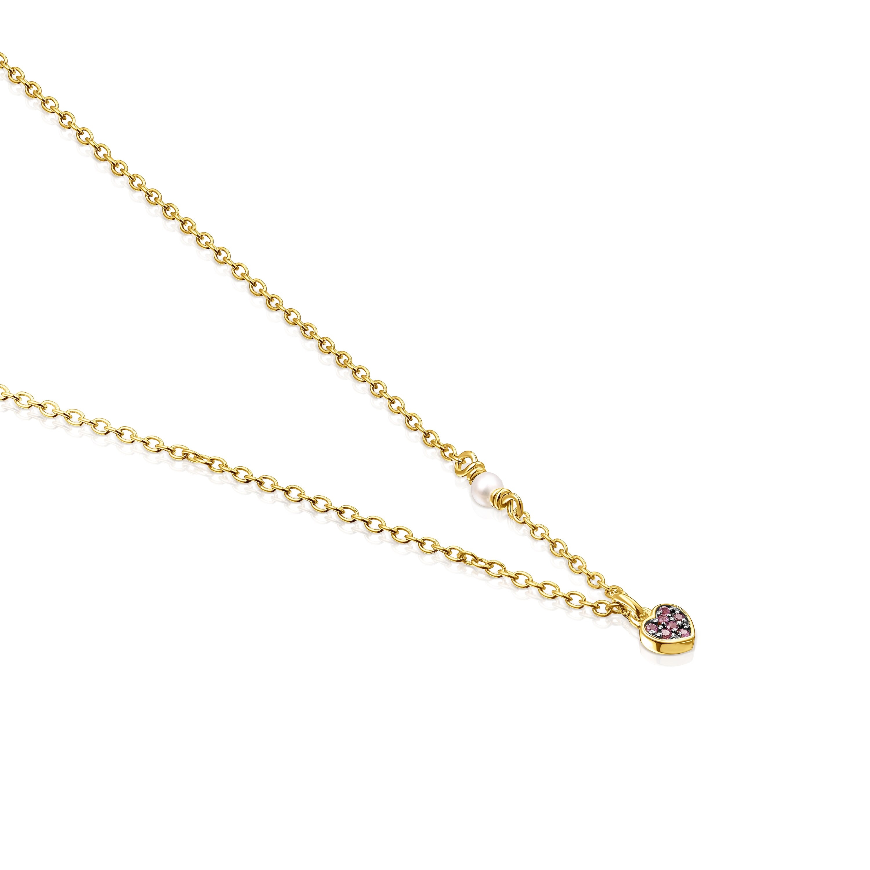 Silver vermeil TOUS New Motif Necklace with amethyst heart