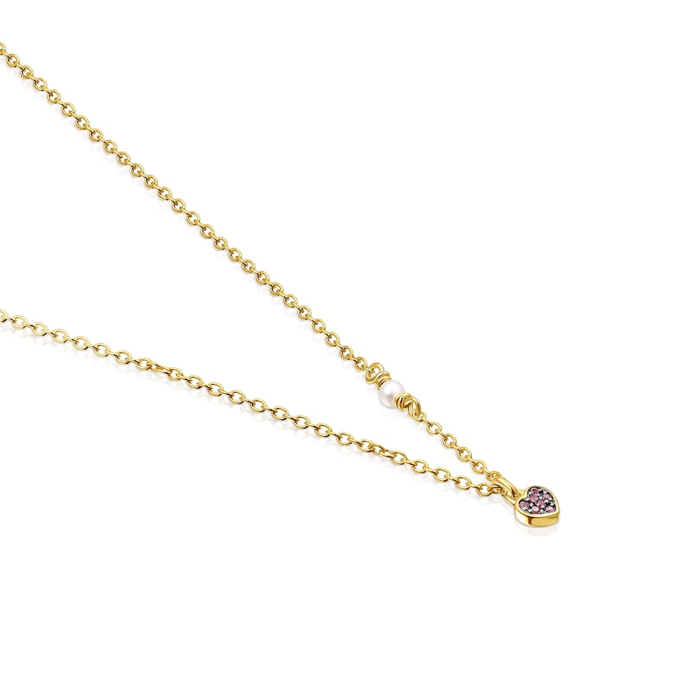 Collar con baño de oro 18 kt sobre plata y corazón de amatistas TOUS New Motif image number 2