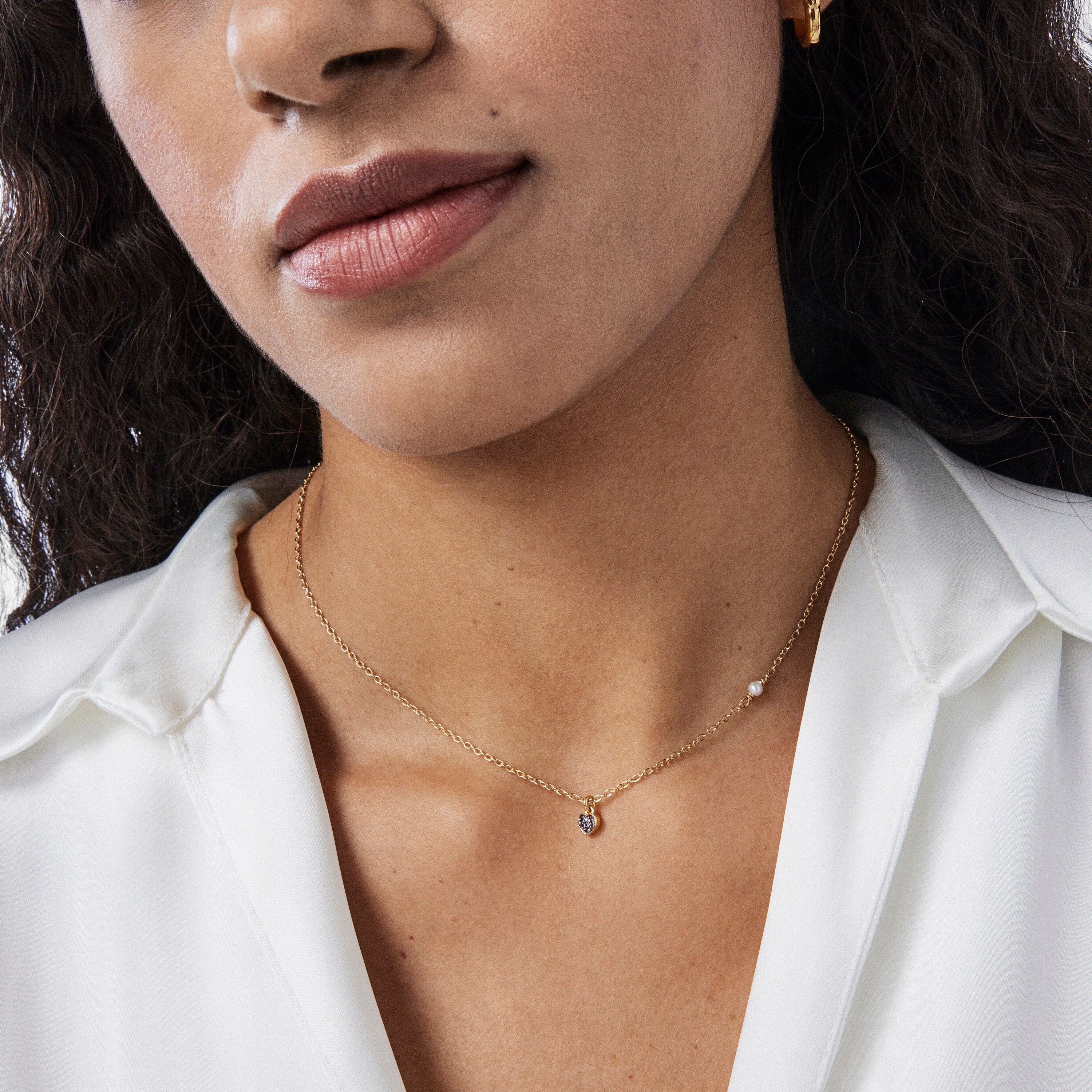 Silver vermeil TOUS New Motif Necklace with amethyst heart