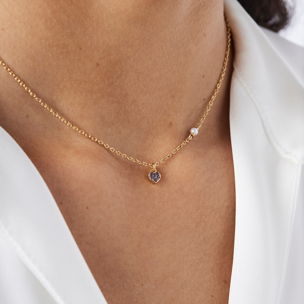 Collar con baño de oro 18 kt sobre plata y corazón de amatistas TOUS New Motif image number 5