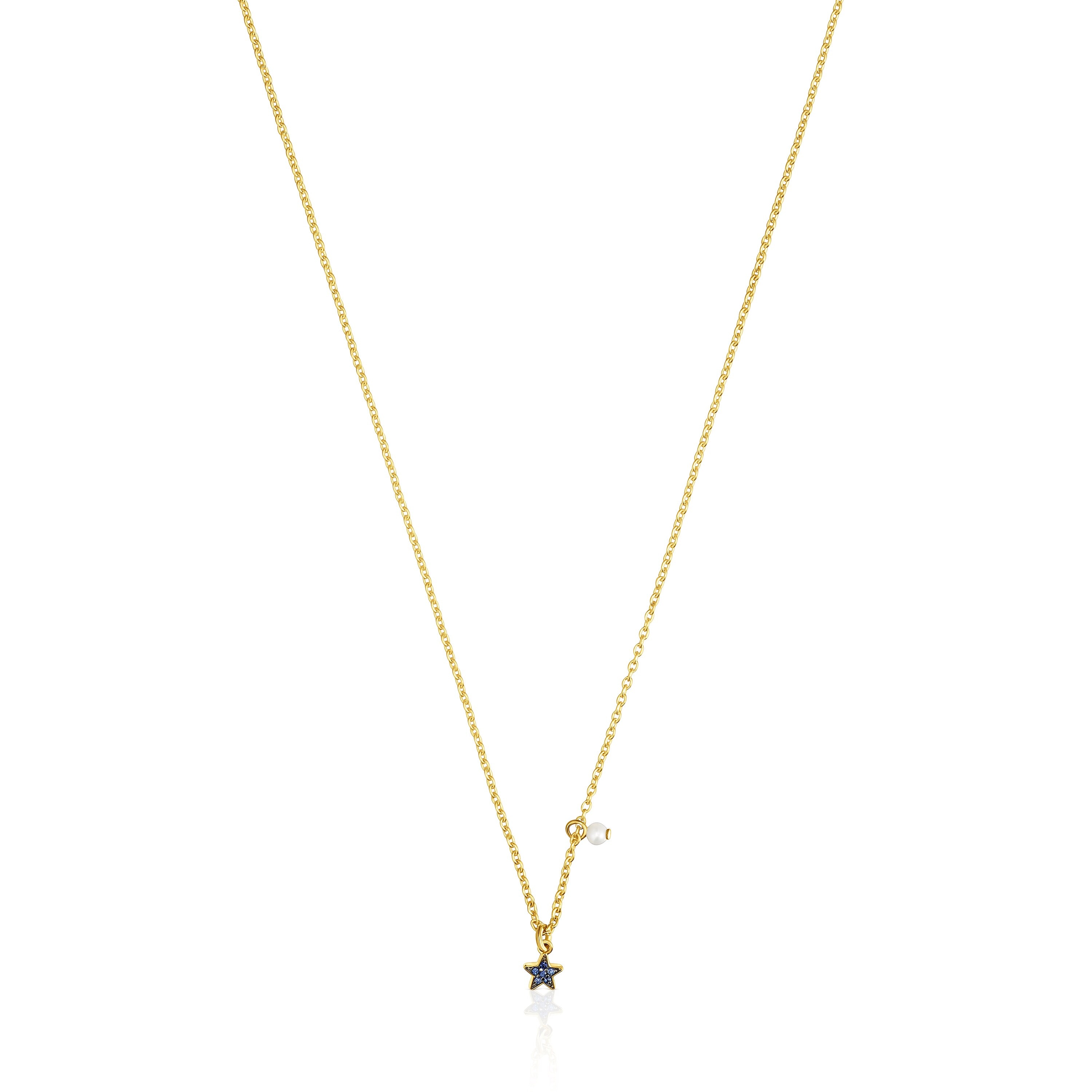 Silver vermeil TOUS New Motif Necklace with sapphire star