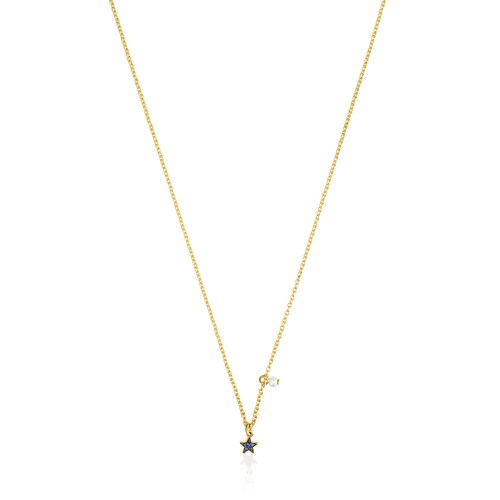 Collar con ba&ntilde;o de oro 18 kt sobre plata con estrella de zafiros TOUS New Motif