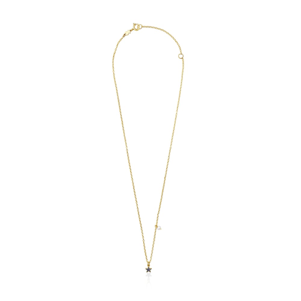 Collar con ba&ntilde;o de oro 18 kt sobre plata con estrella de zafiros TOUS New Motif