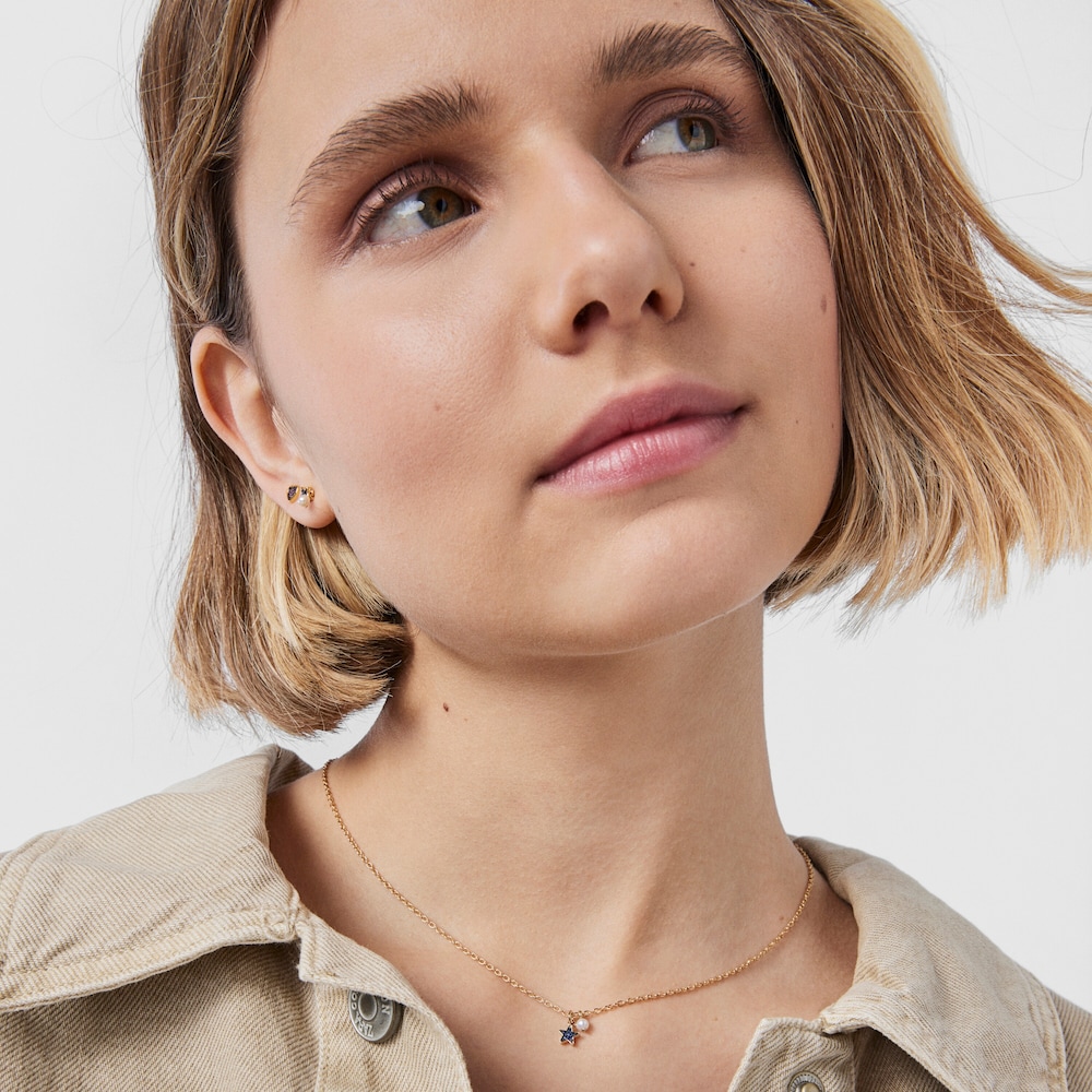 Collar con ba&ntilde;o de oro 18 kt sobre plata con estrella de zafiros TOUS New Motif
