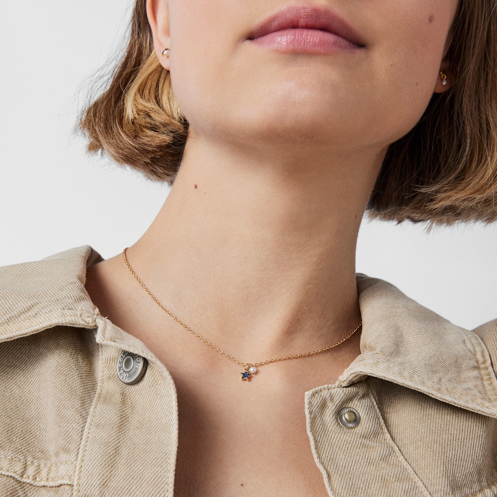 Collar con ba&ntilde;o de oro 18 kt sobre plata con estrella de zafiros TOUS New Motif