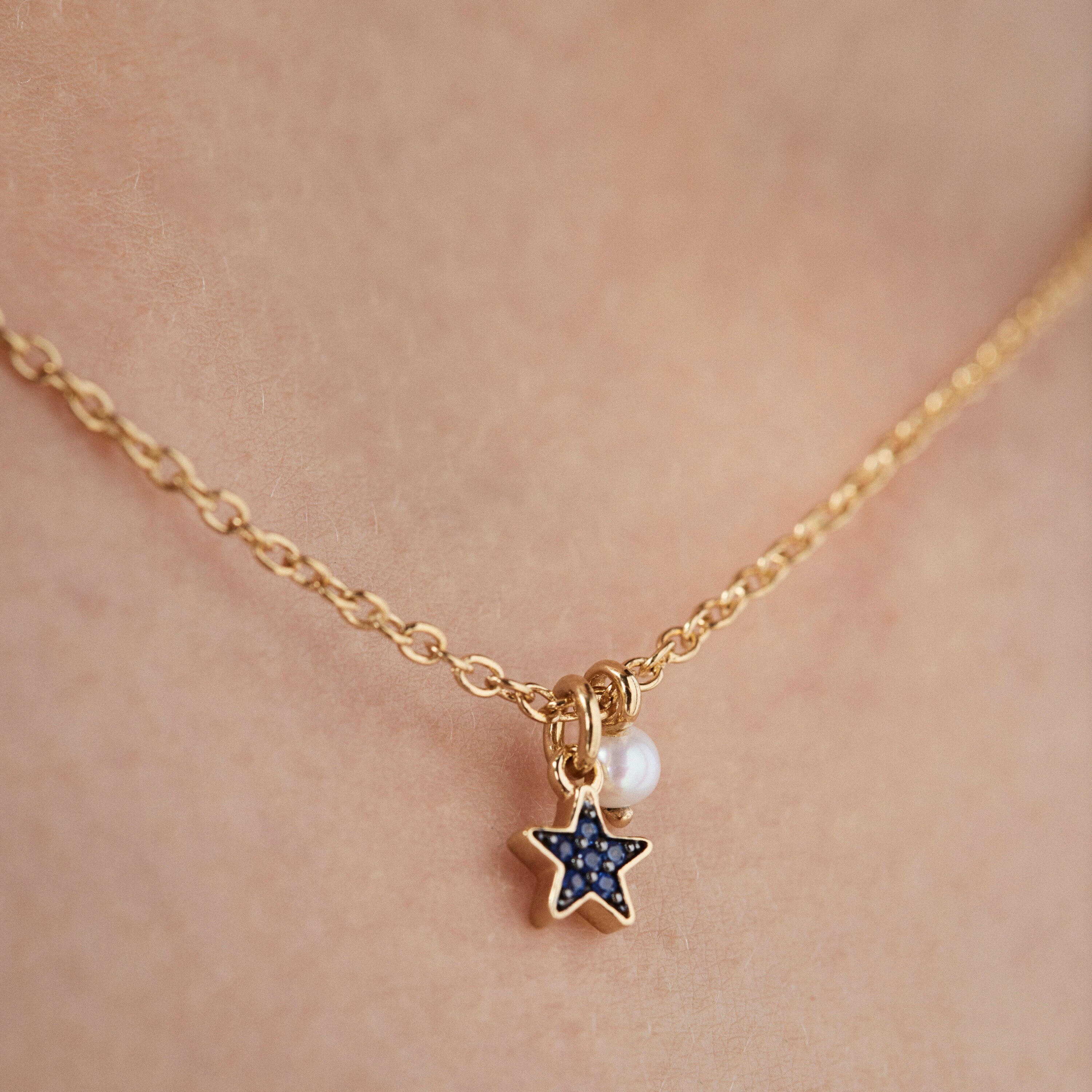 Silver vermeil TOUS New Motif Necklace with sapphire star