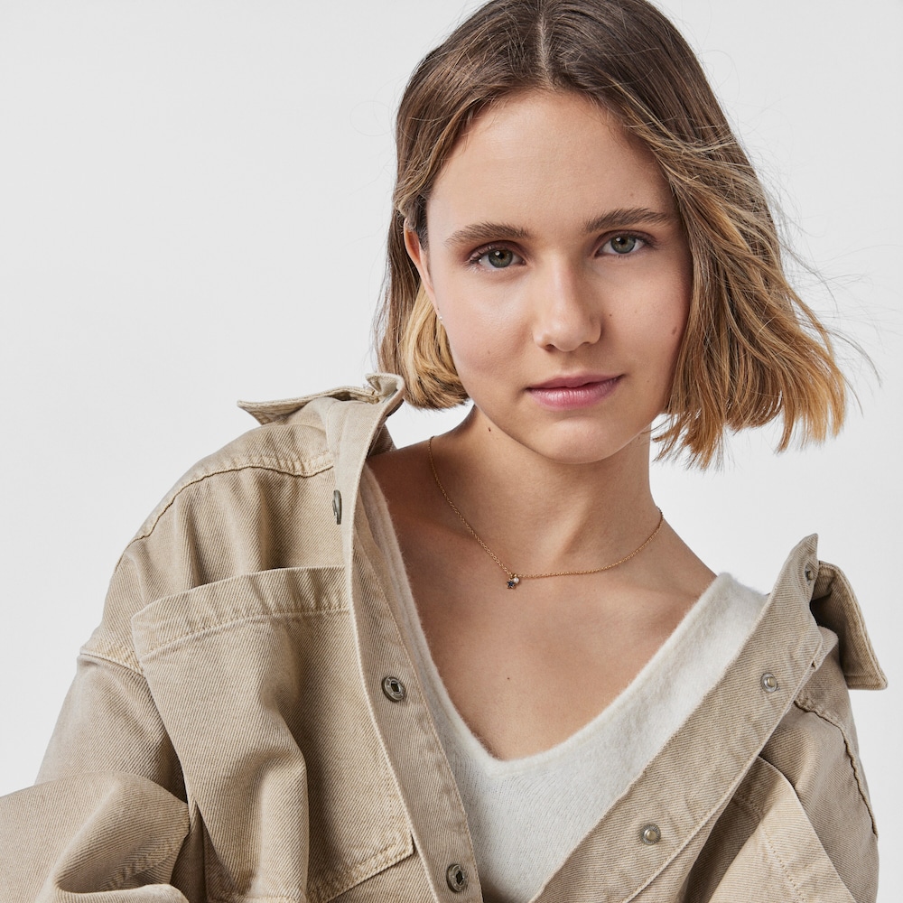 Collar con ba&ntilde;o de oro 18 kt sobre plata con estrella de zafiros TOUS New Motif