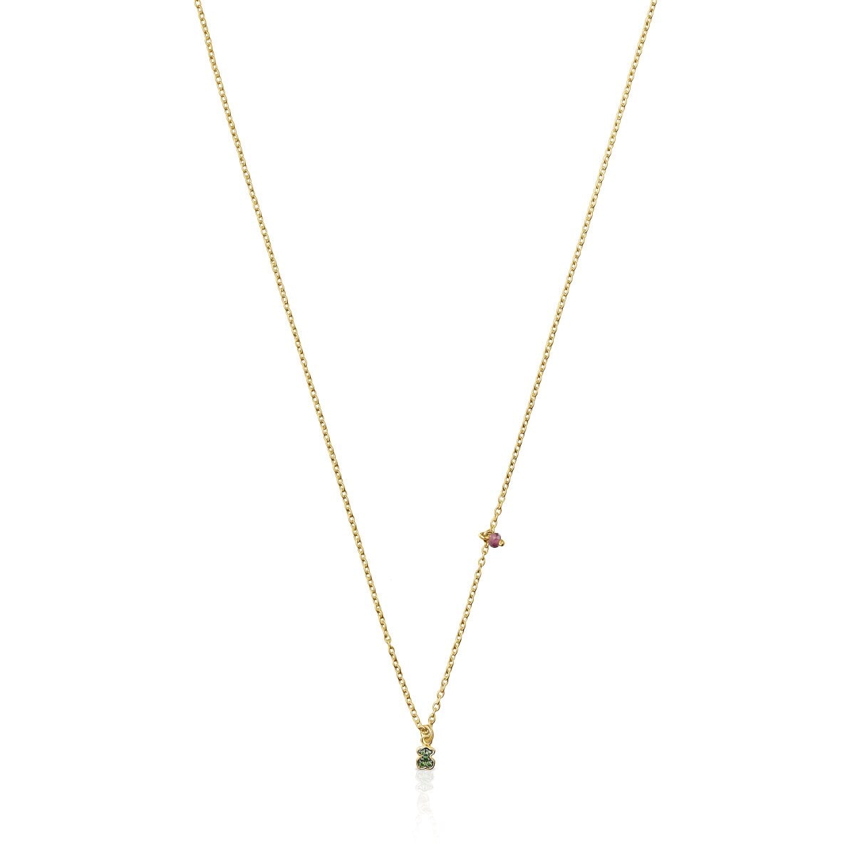 Silver vermeil TOUS New Motif Necklace with chrome diopside bear