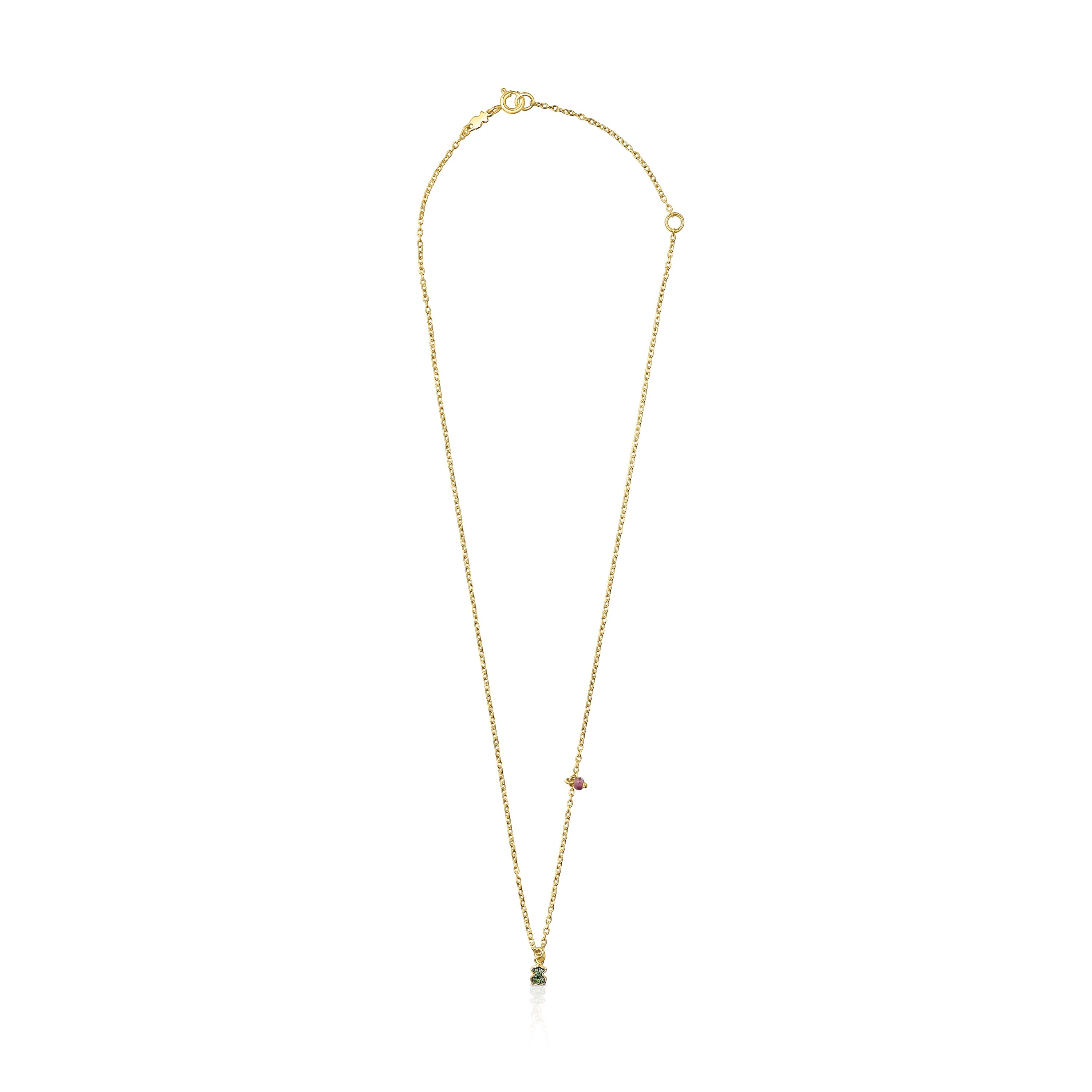 Silver vermeil TOUS New Motif Necklace with chrome diopside bear