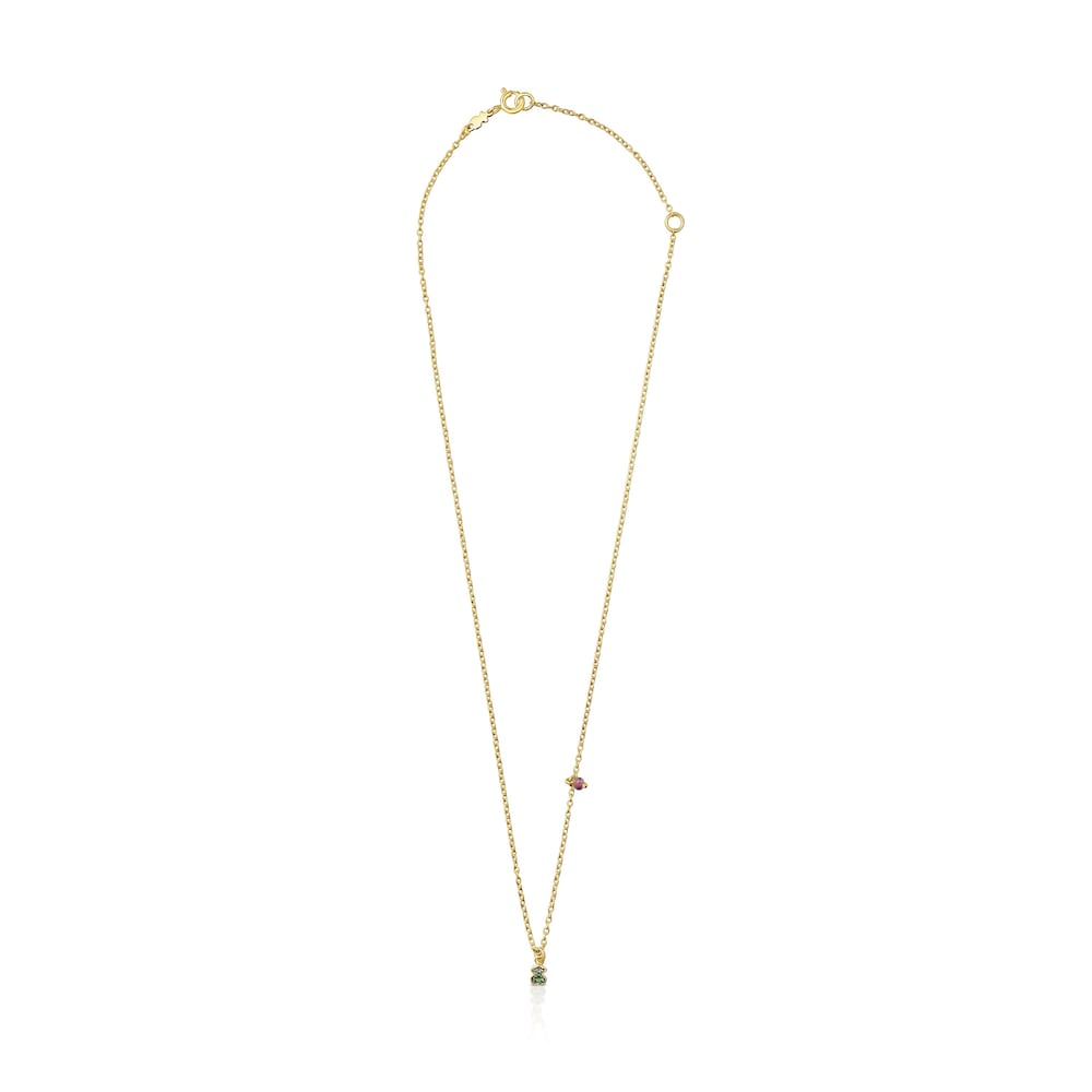 N&aacute;hrdeln&iacute;k TOUS New Motif z&nbsp;pozlacen&eacute;ho stř&iacute;bra s&nbsp;medv&iacute;dkem z&nbsp;chromdiopsidu