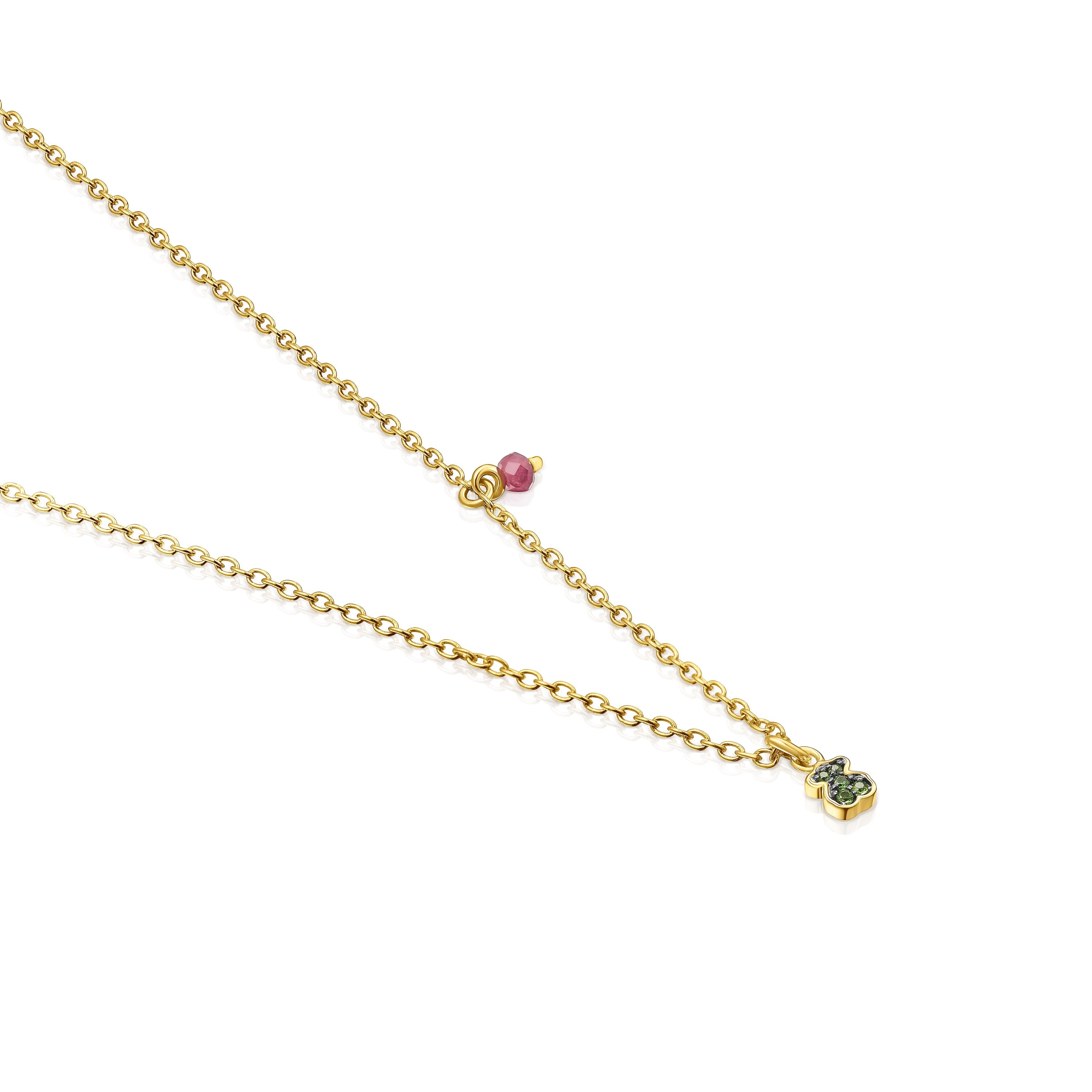 Silver vermeil TOUS New Motif Necklace with chrome diopside bear