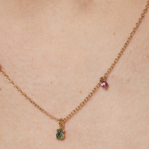 Silver vermeil TOUS New Motif Necklace with chrome diopside bear