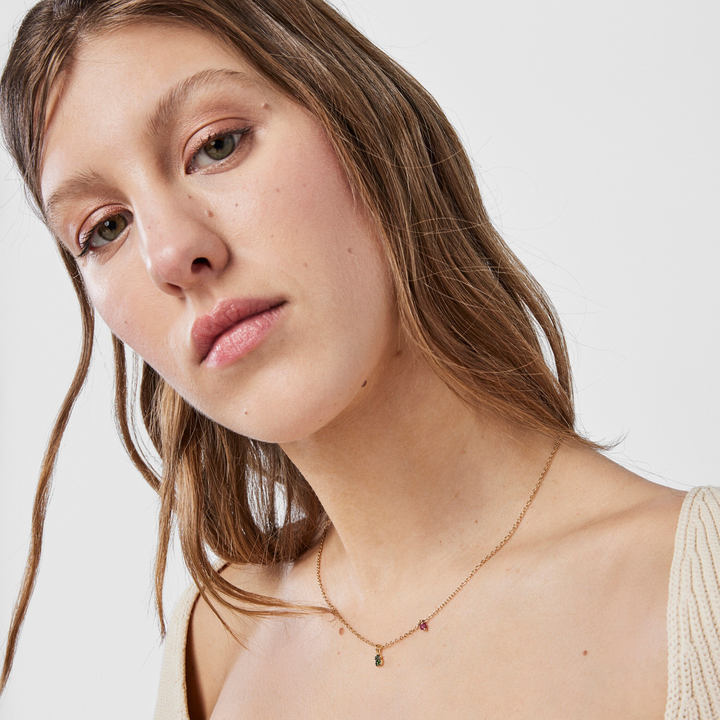 Silver vermeil TOUS New Motif Necklace with chrome diopside